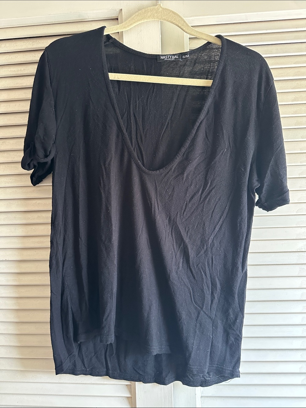 Nasty Gal Collection Black Scoop Neck T-shirt